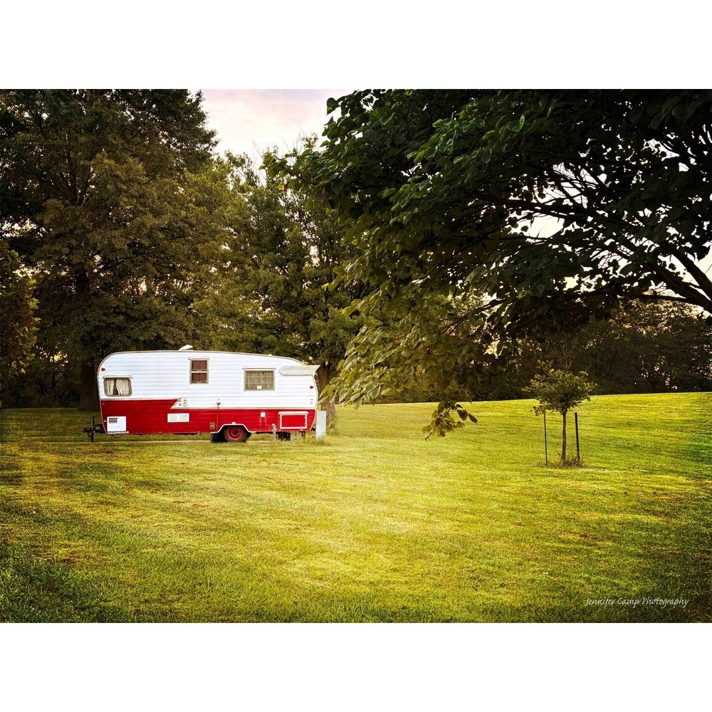Vintage Red and White Camper Trailer Retro Americana Photography Print Art 5x7